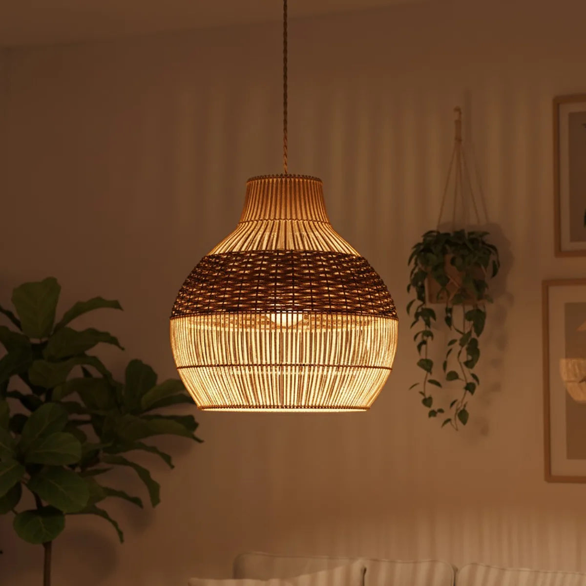 Luminaria Pendente de Bambu Malik
