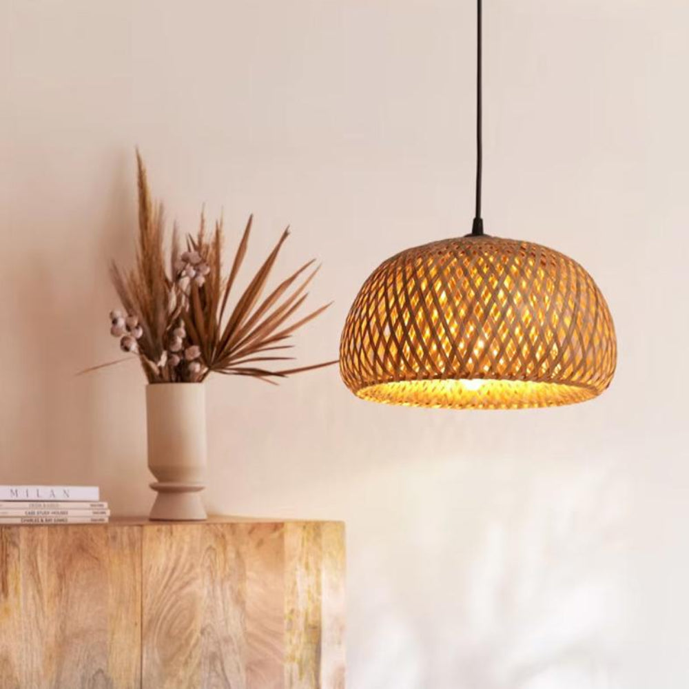 Luminária Pendente de Bambu Rattan Loom