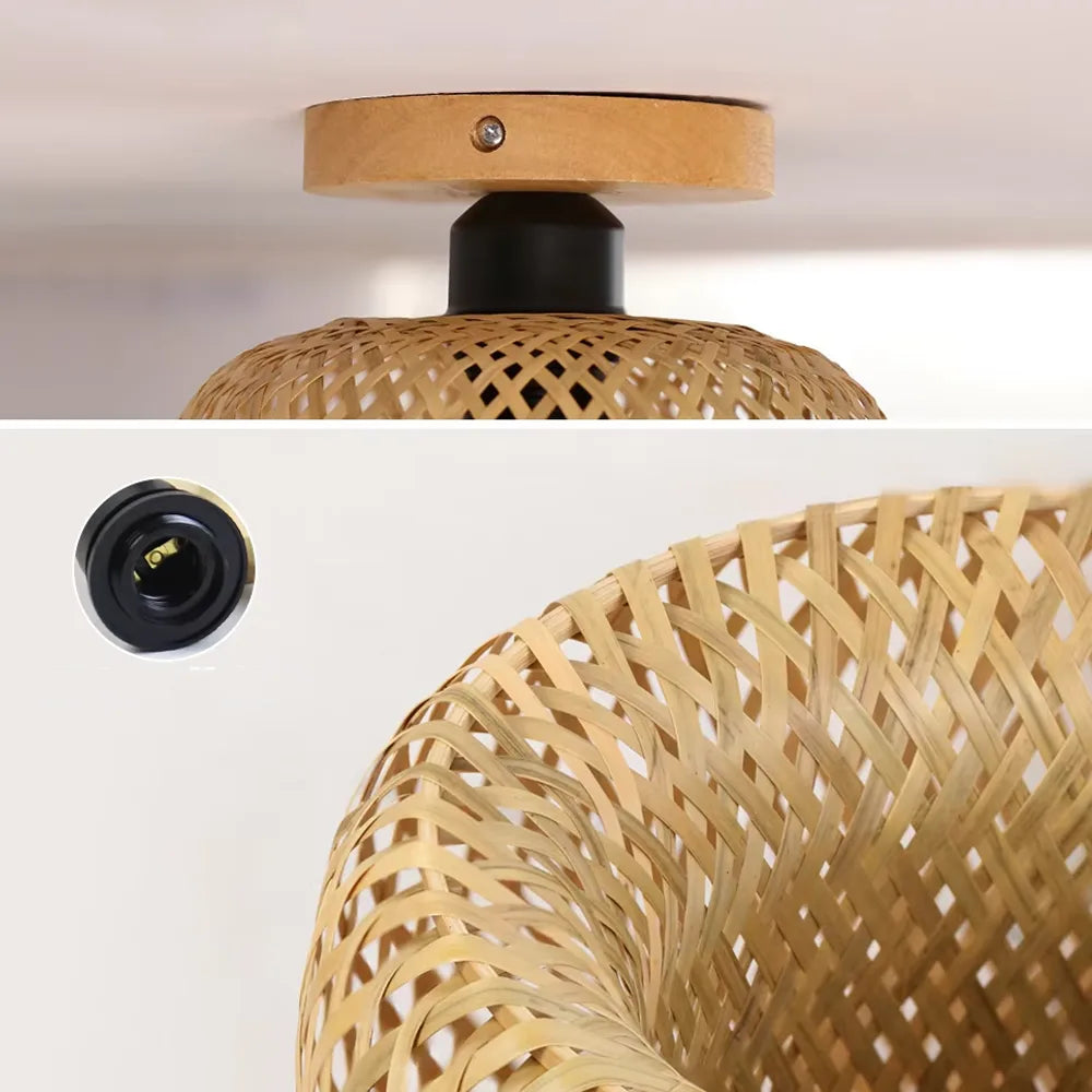 Luminária de Teto de Bambu Rattan Solis