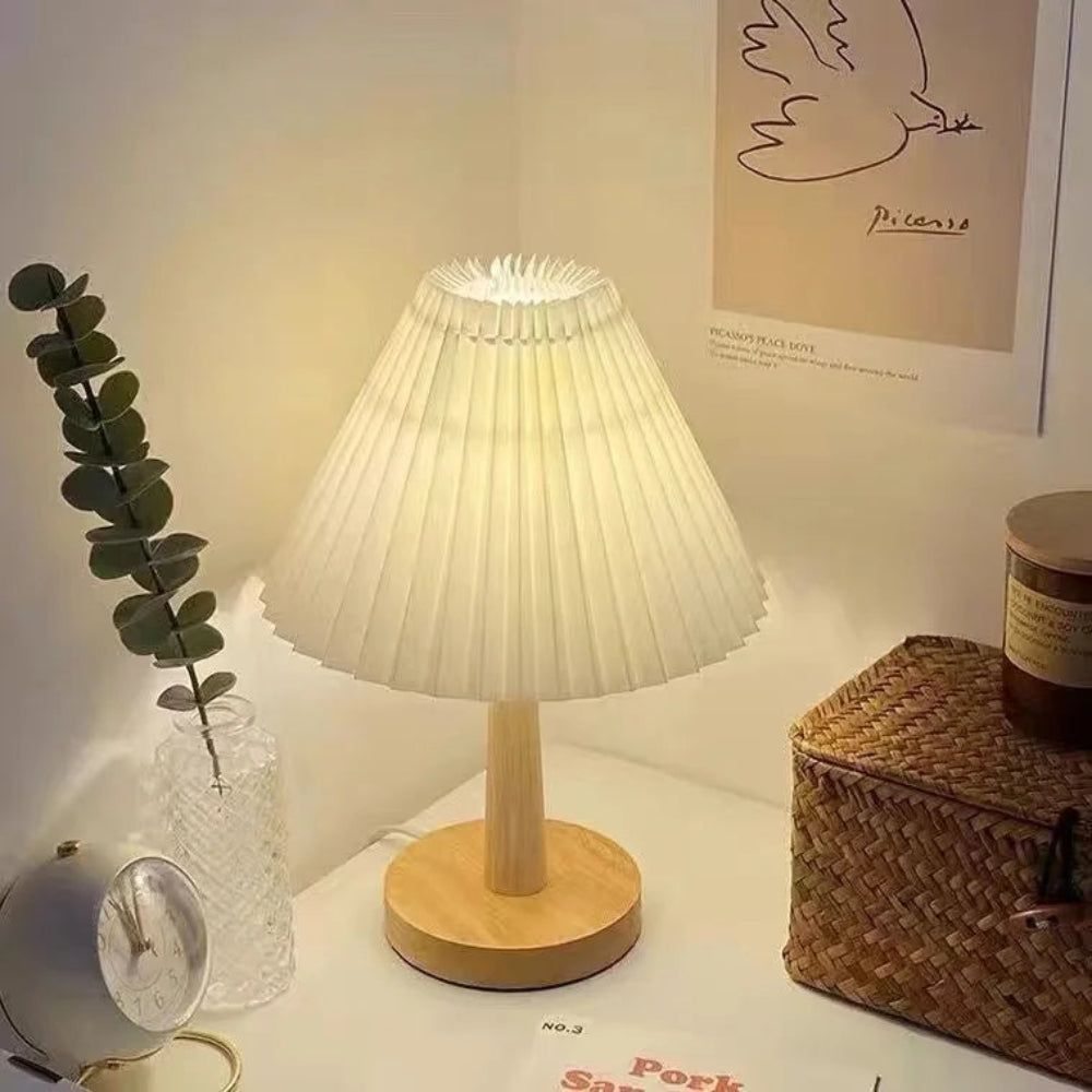 Luminária de mesa Nórdico Plissado Luz da Noite