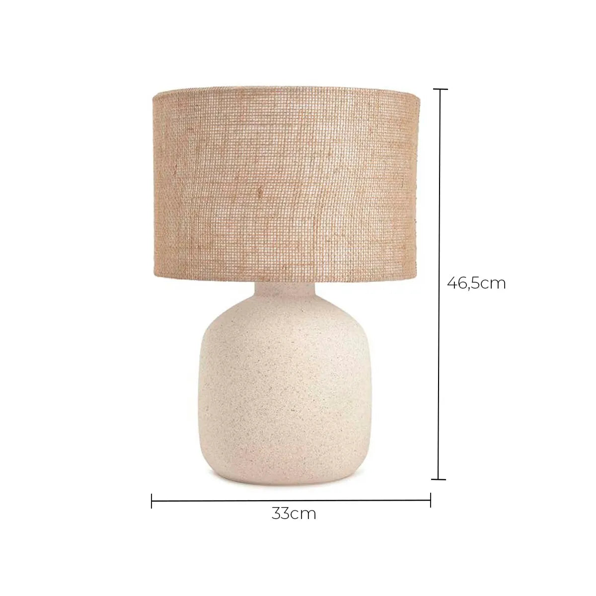 Luminária de mesa em Cerâmica com Cúpula Fibra Natural Lúmi