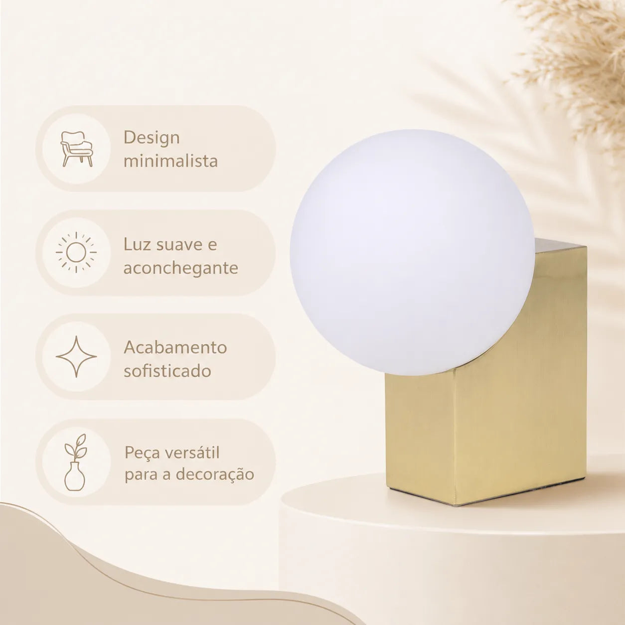 Luminária de Mesa Dourada Nórdica