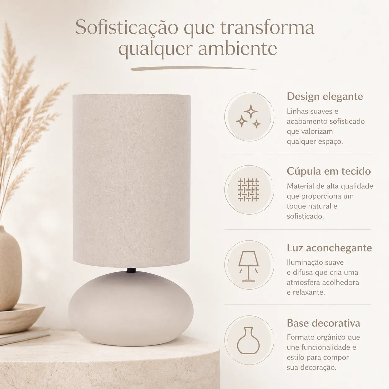 Luminária de Mesa em Linho Alba