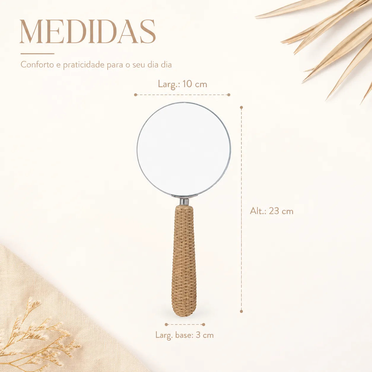 Lupa Decorativa Grande com Cabo em Fibra Natural Orla