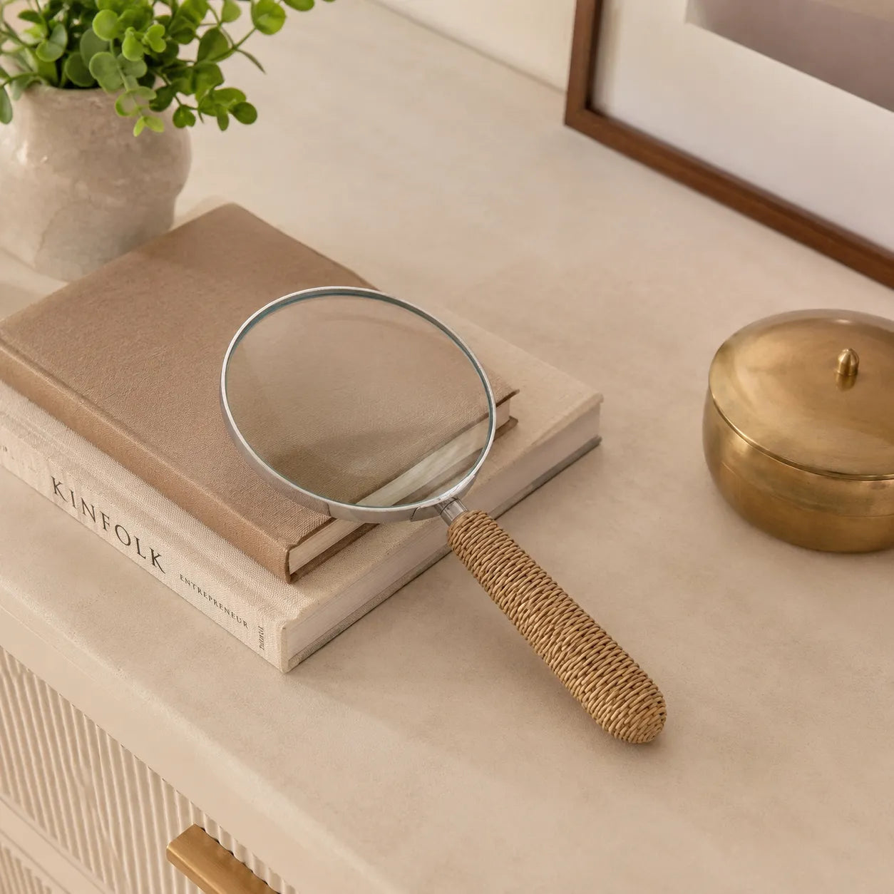 Lupa Decorativa Grande com Cabo em Fibra Natural Orla