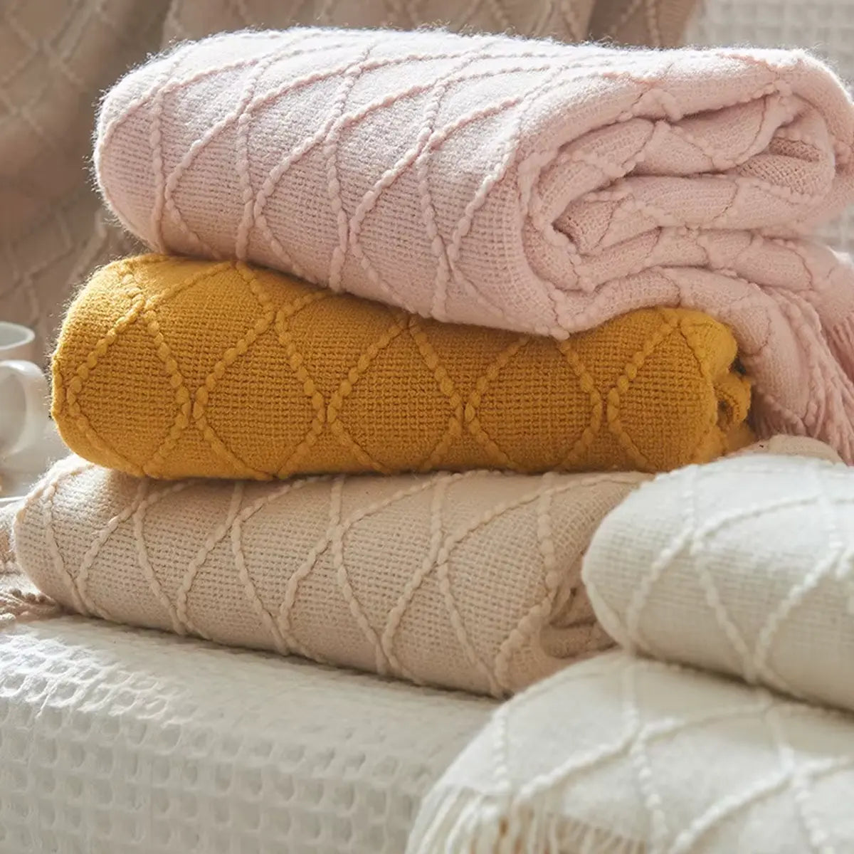 Manta para Sofá De Tricô Aurora