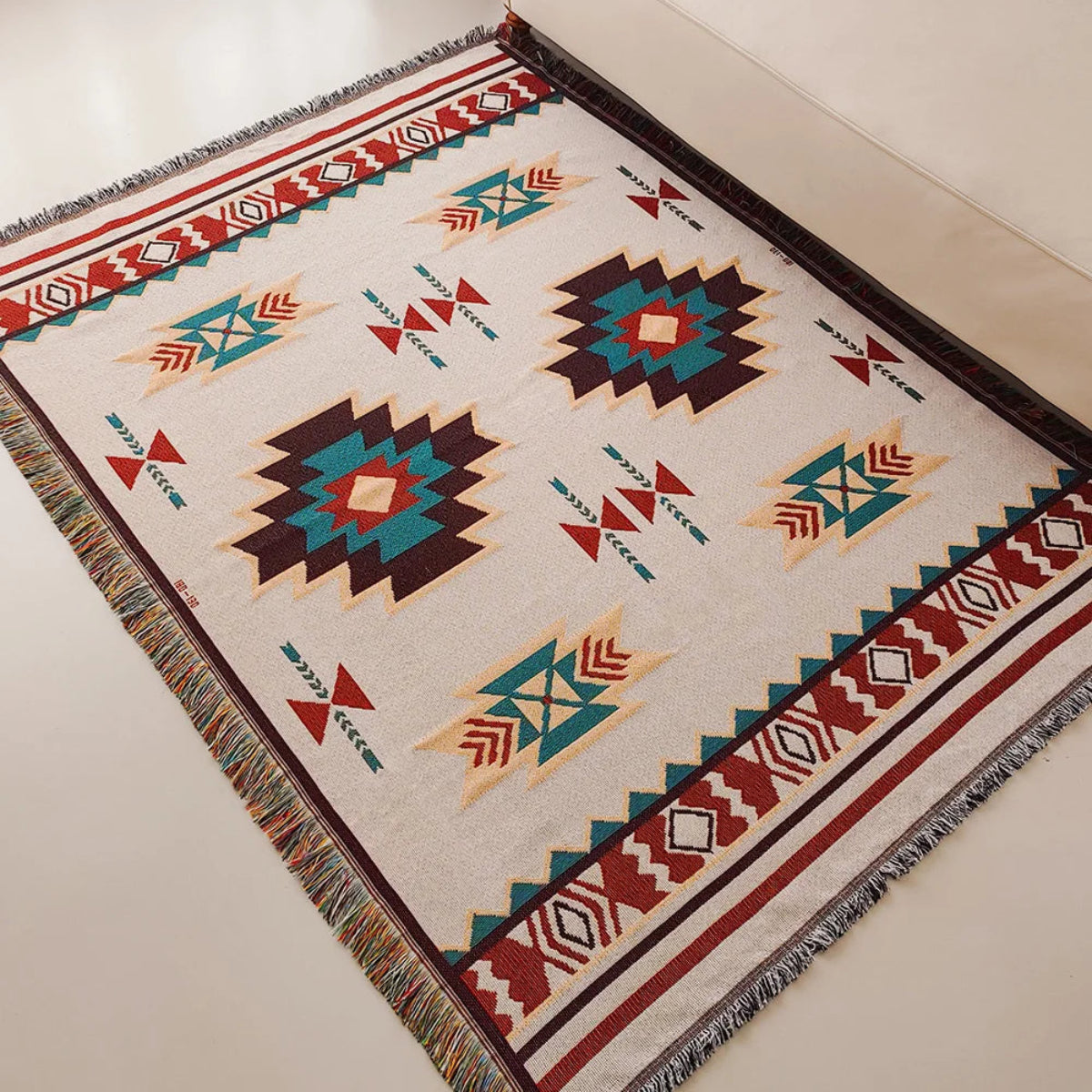 Manta para Sofá Boho Decorativa com Franja Étnico