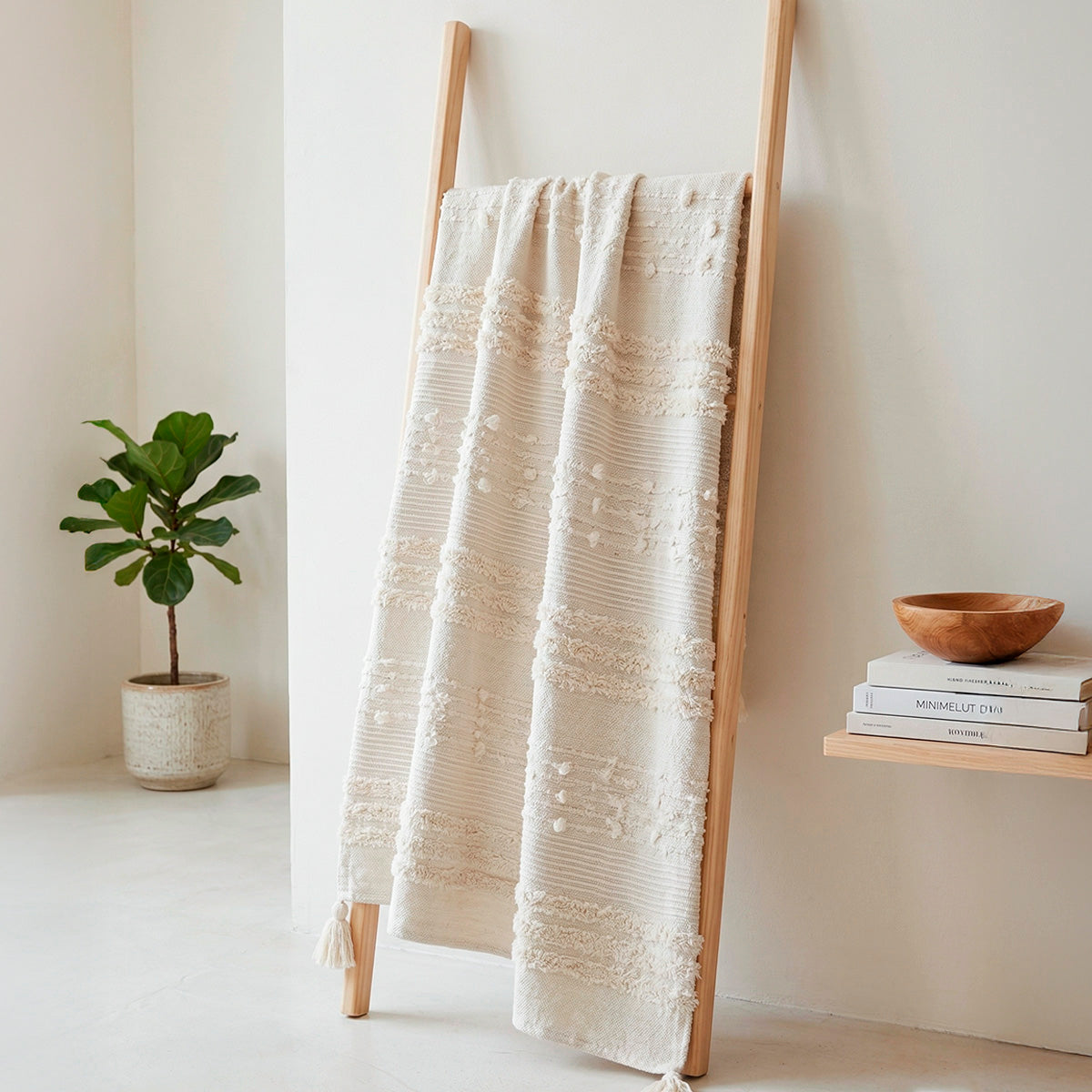 Manta para Sofá Decorativa Boho Bordada Aurora