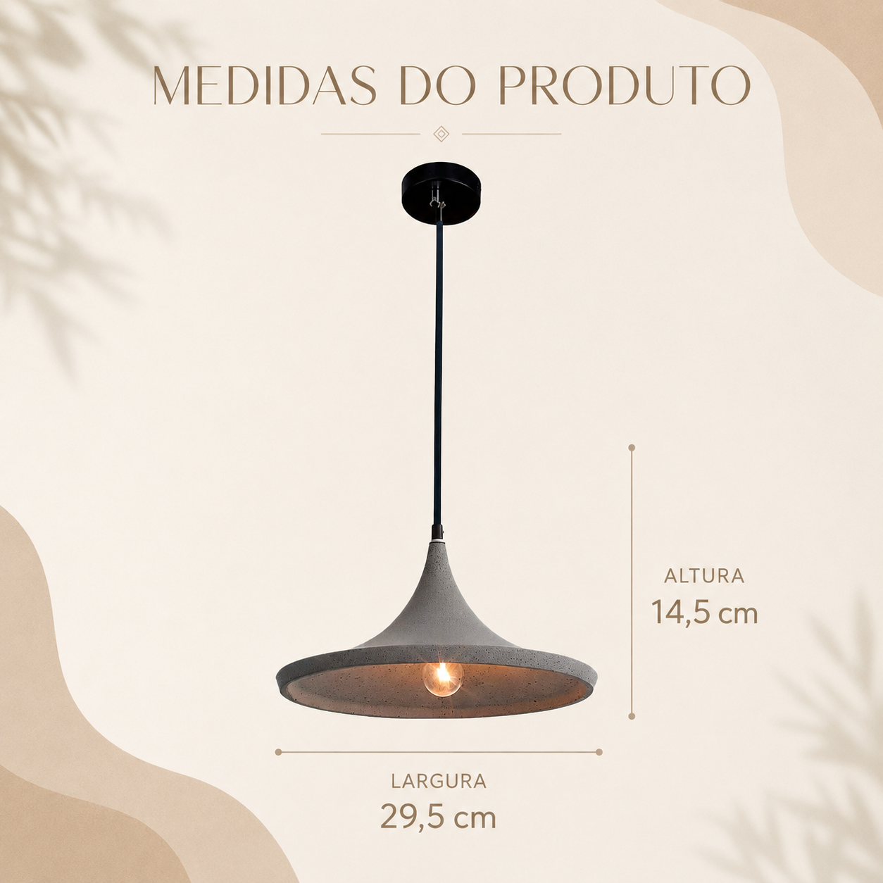 Luminária Pendente de Concreto Raven