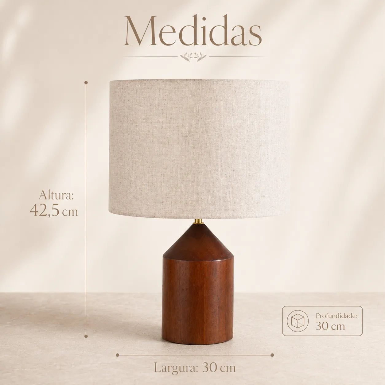 Luminária de Mesa em Linho e Madeira Oslo