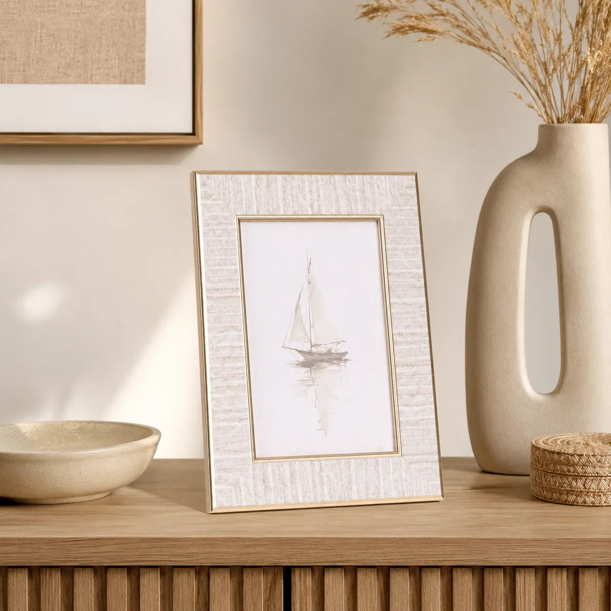 Porta-Retrato Decorativo Texturizado Off-White