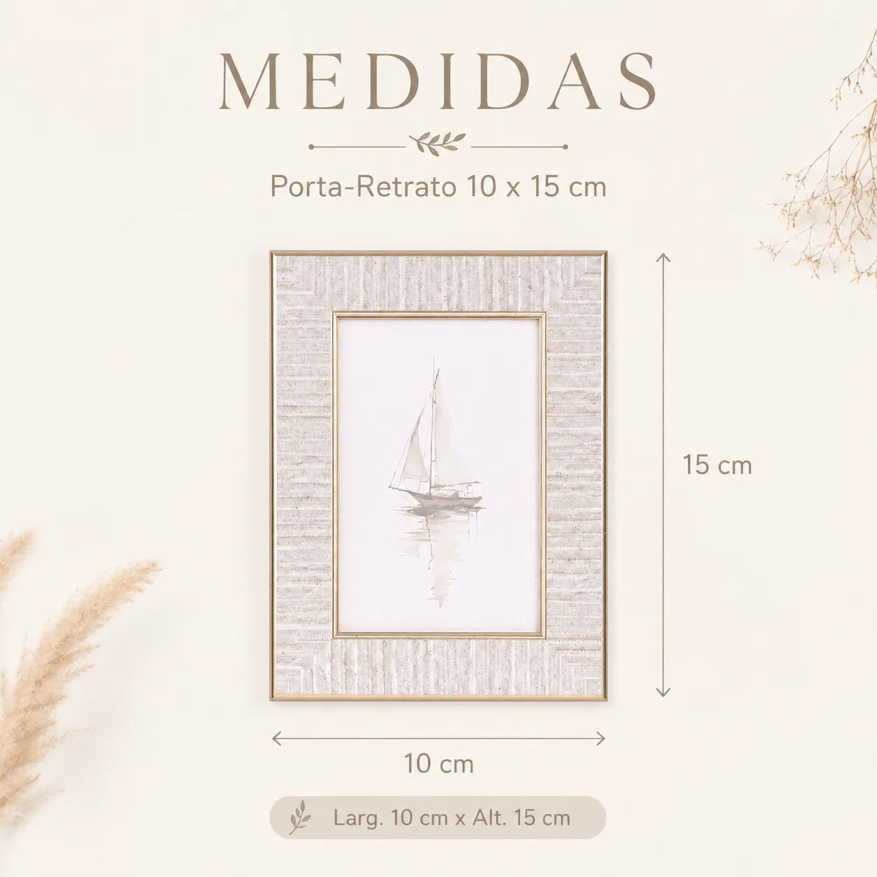 Porta-Retrato Decorativo Texturizado Off-White