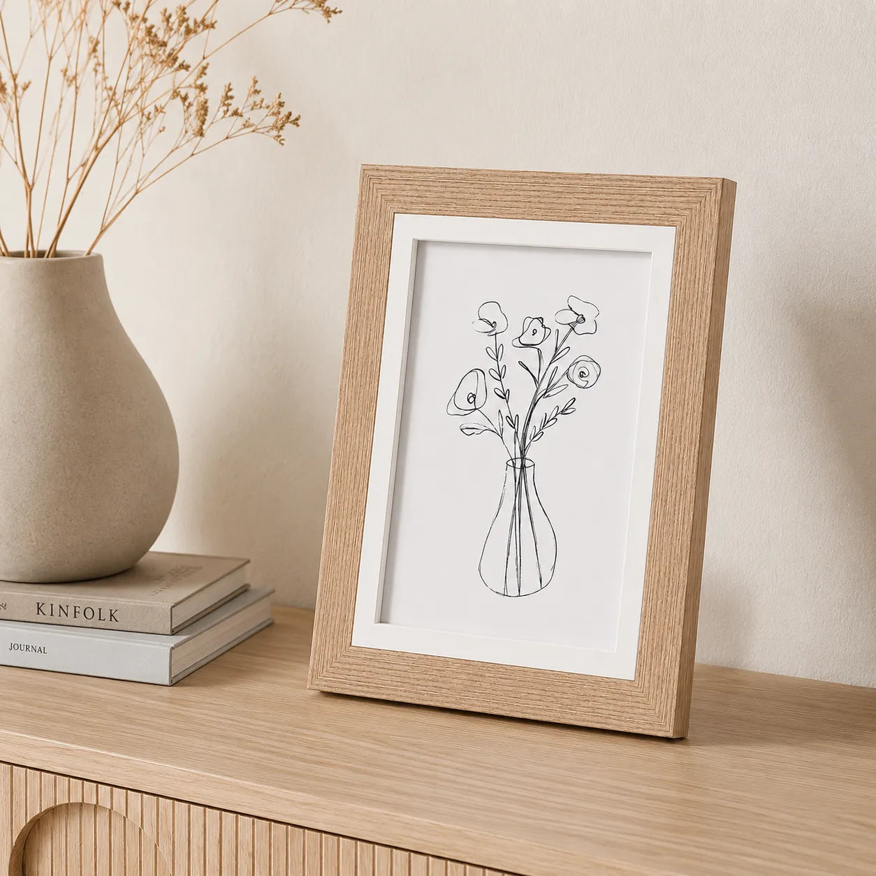 Porta-Retrato Decorativo com Moldura Natural e Vidro