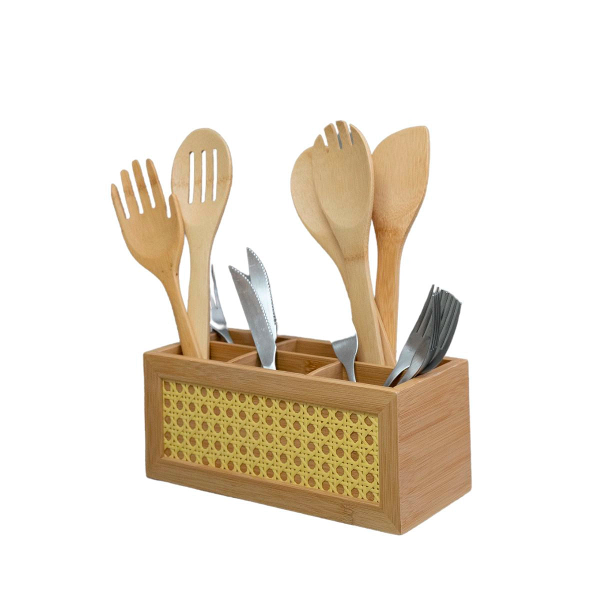 Porta Talheres de Bambu com Palhinha Indiana Essenza Natural 