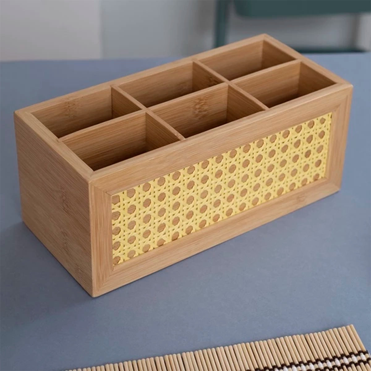 Porta Talheres de Bambu com Palhinha Indiana Essenza Natural