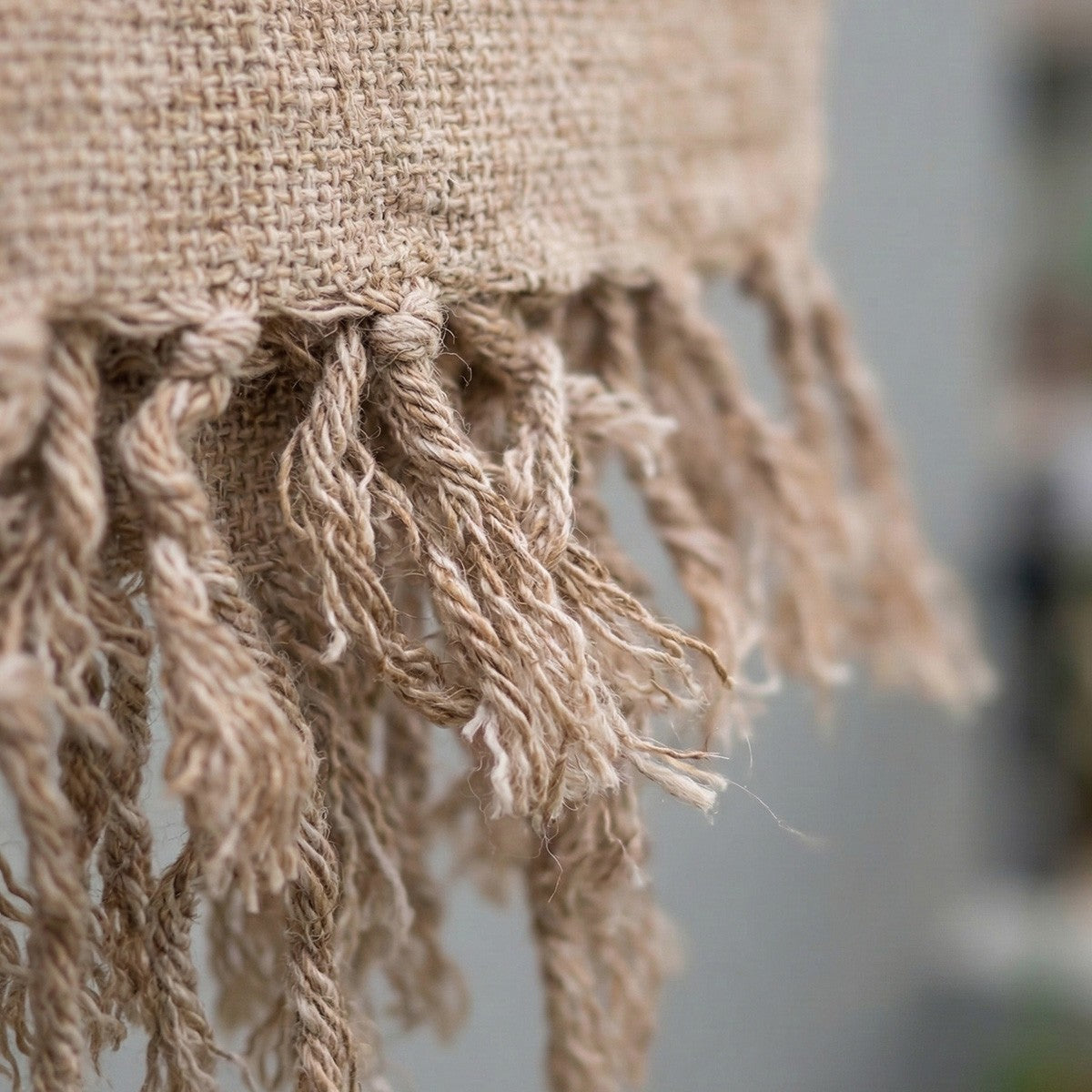 Manta para Sofá Artesanal Algodão com franjas Naturé