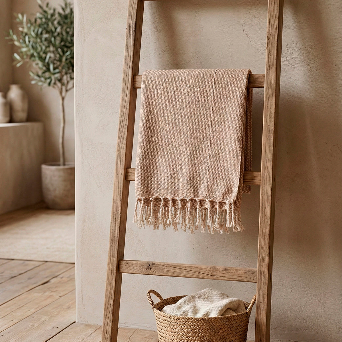 Manta para Sofá Artesanal Algodão com franjas Naturé