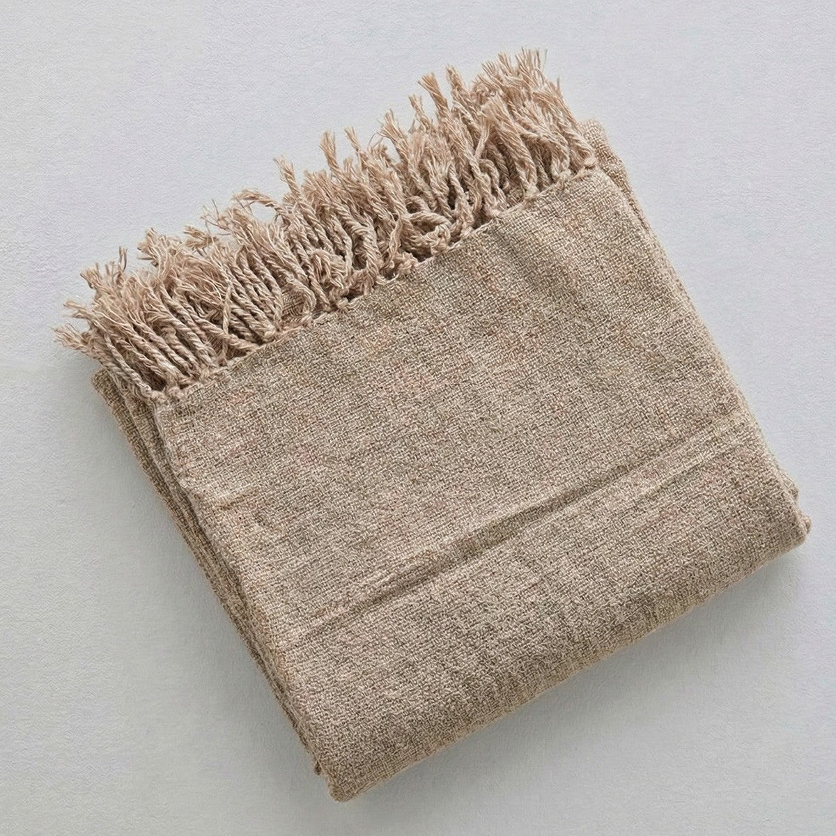 Manta para Sofá Artesanal Algodão com franjas Naturé