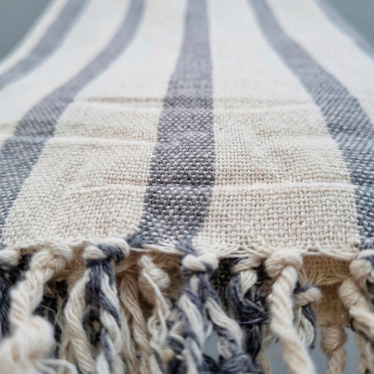 Manta para Sofá Artesanal Algodão com franjas Naturé