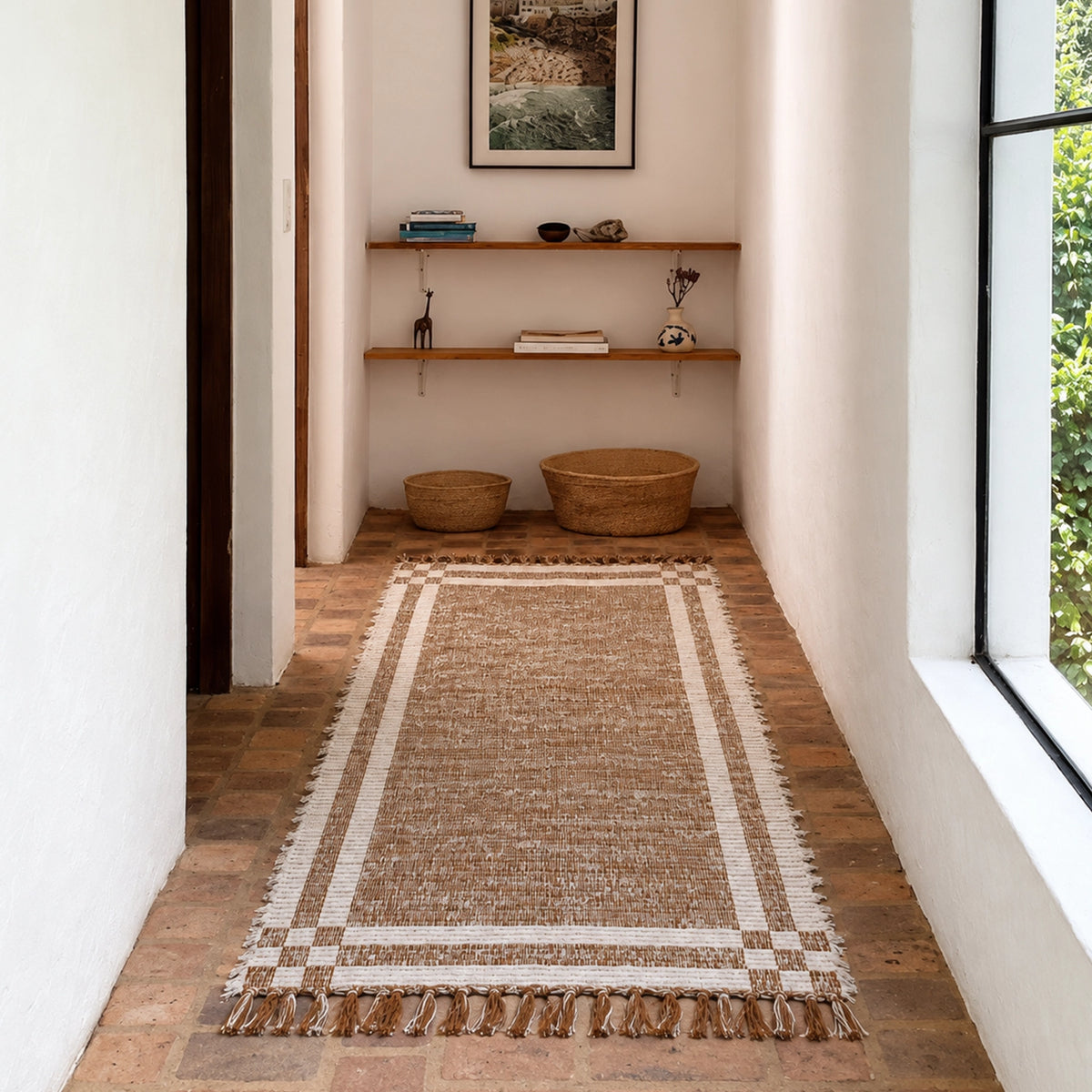 Tapete Beira Cama Dupla Face Trama Natural Boho Chic