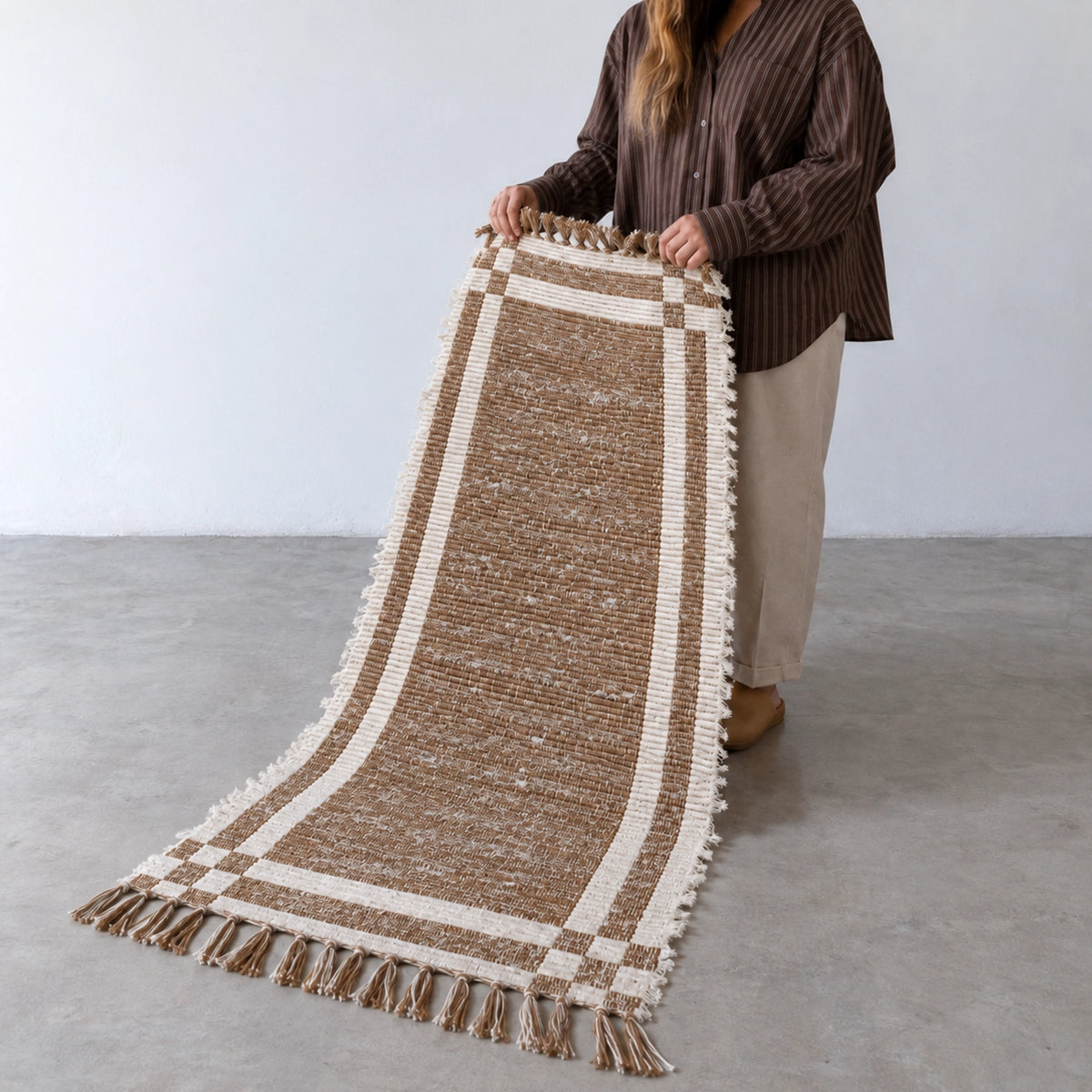 Tapete Beira Cama Dupla Face Trama Natural Boho Chic