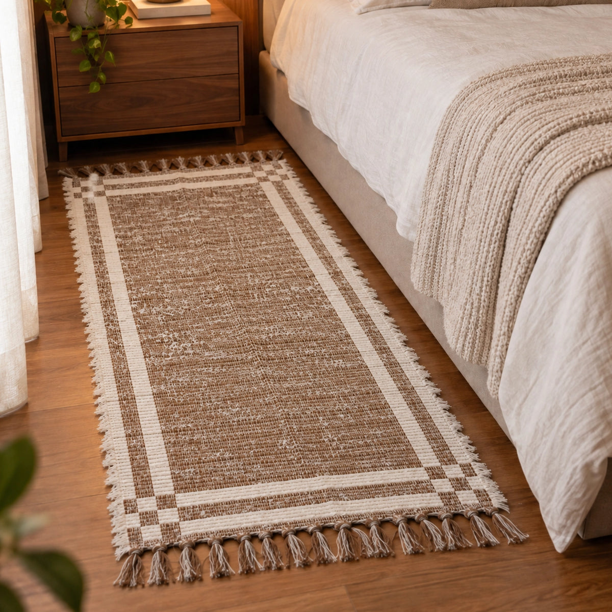 Tapete Beira Cama Dupla Face Trama Natural Boho Chic