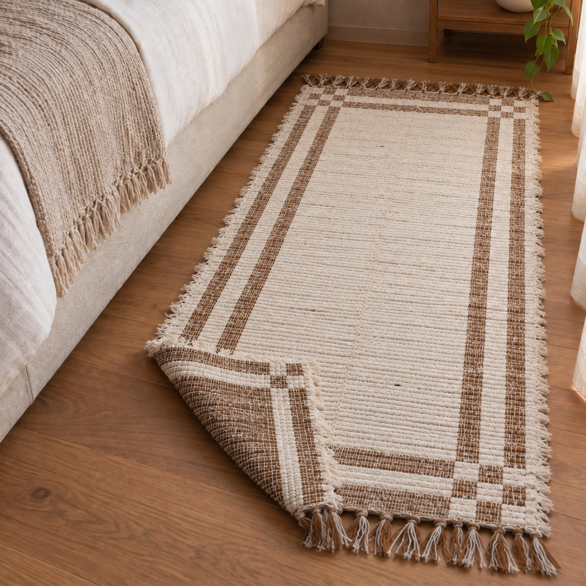 Tapete Beira Cama Dupla Face Trama Natural Boho Chic