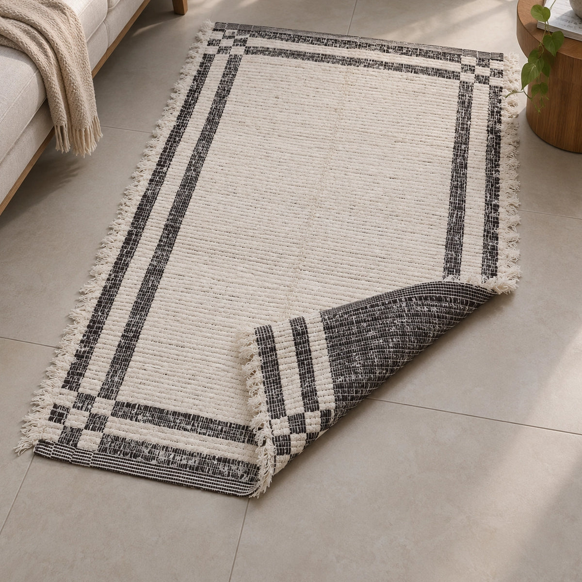 Tapete Beira Cama Dupla Face Trama Natural Boho Chic
