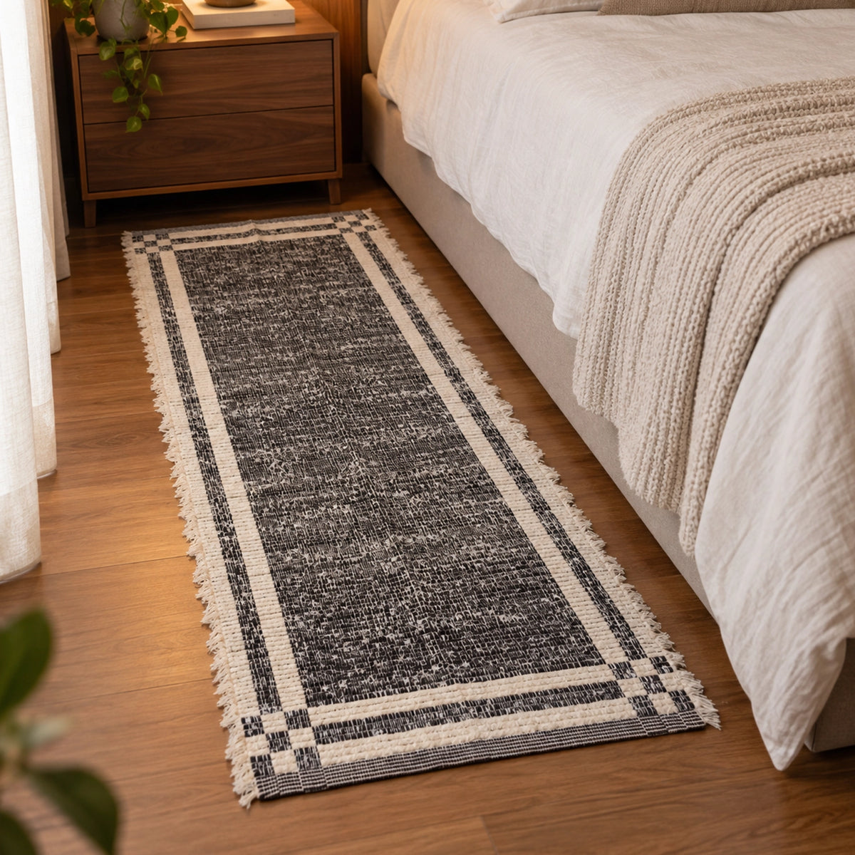 Tapete Beira Cama Dupla Face Trama Natural Boho Chic