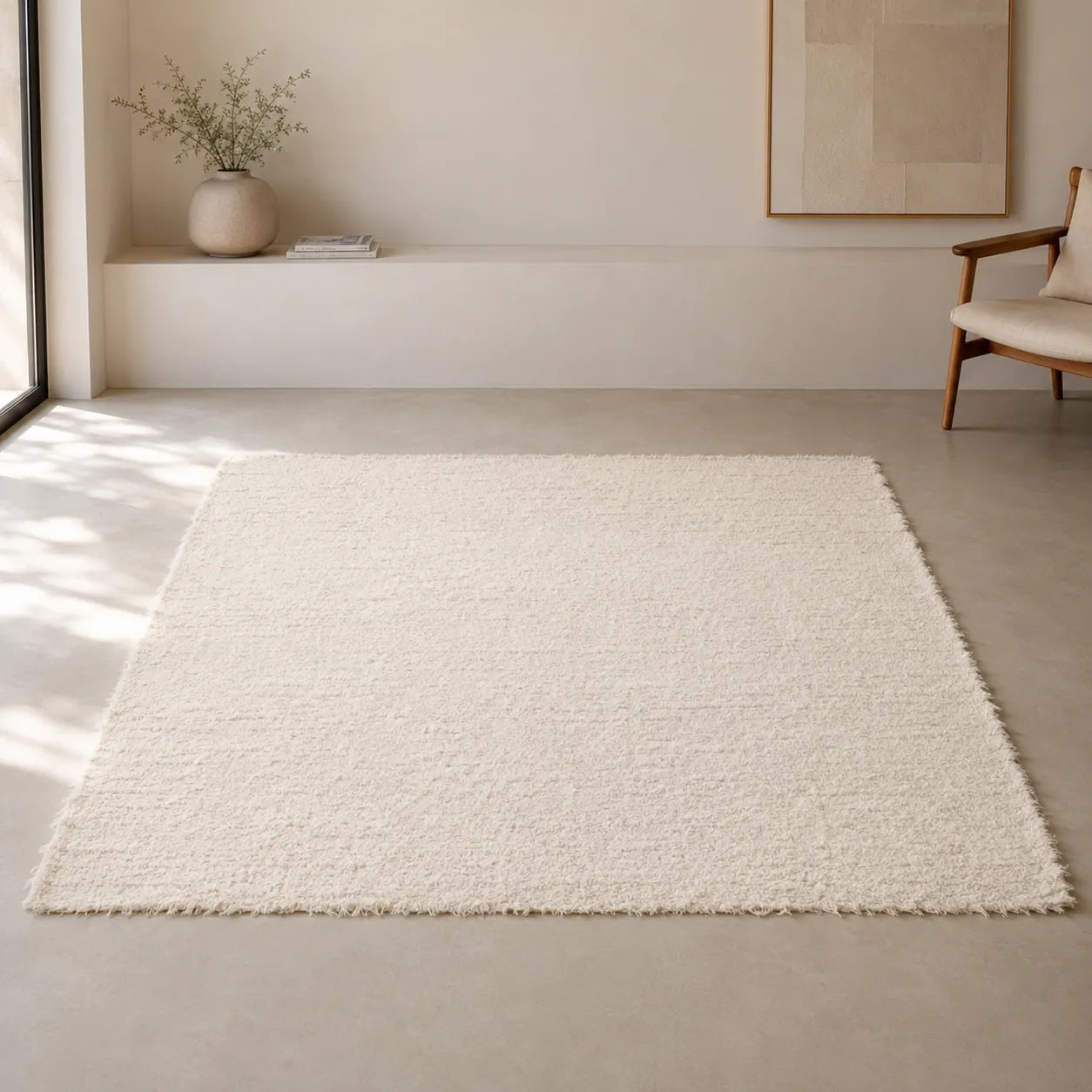 Tapete Felpudo Quadrado Dupla Face Off White Toque Macio