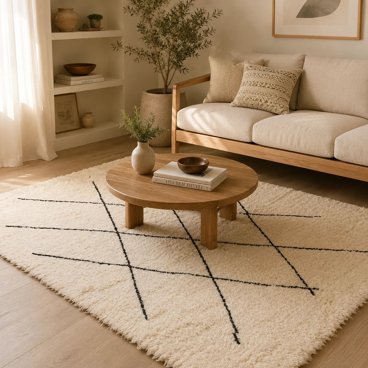Tapete Off White Felpudo Premium Essenza Grid