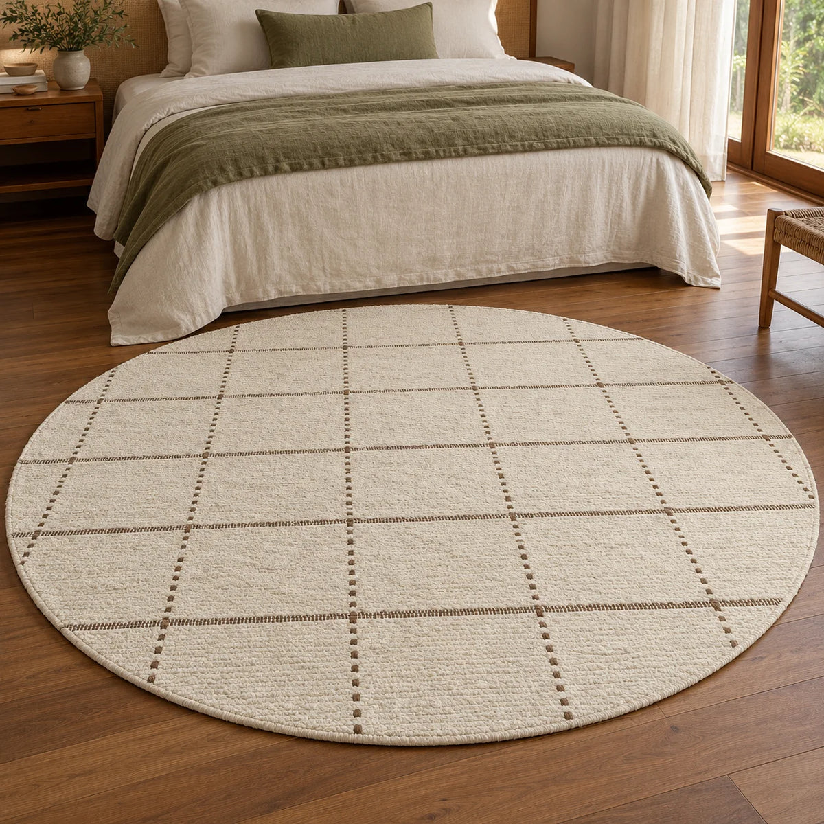 Tapete Redondo Premium Toque Macio Linhas Naturais