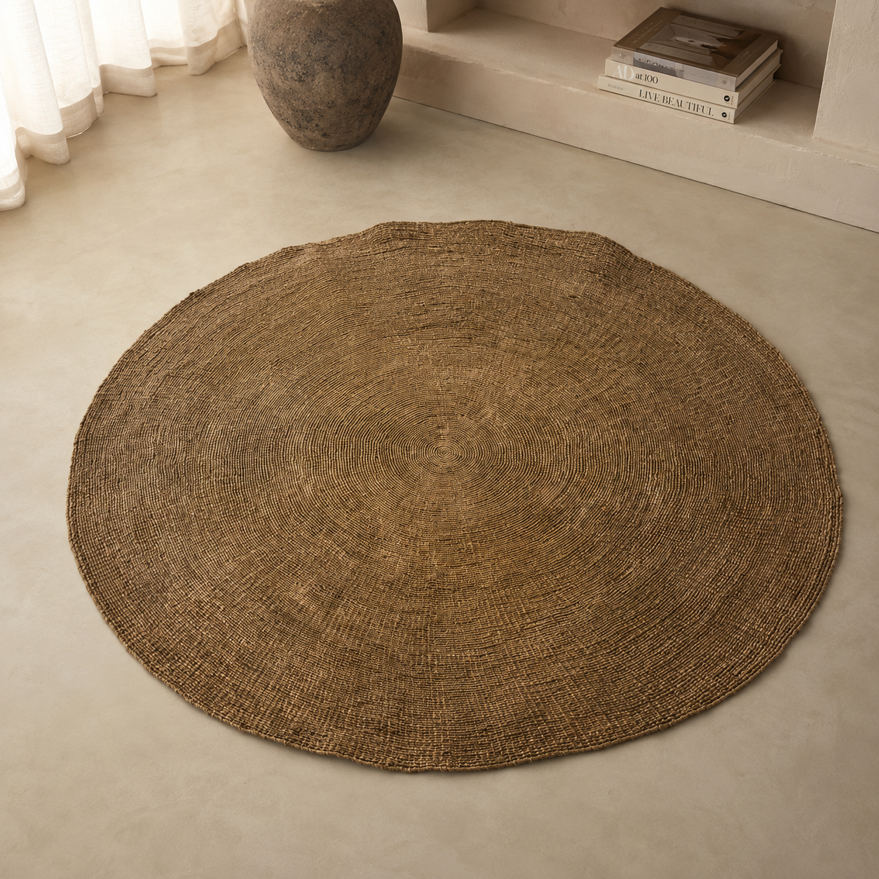 Tapete Redondo de Sisal Natural Trançado Solara