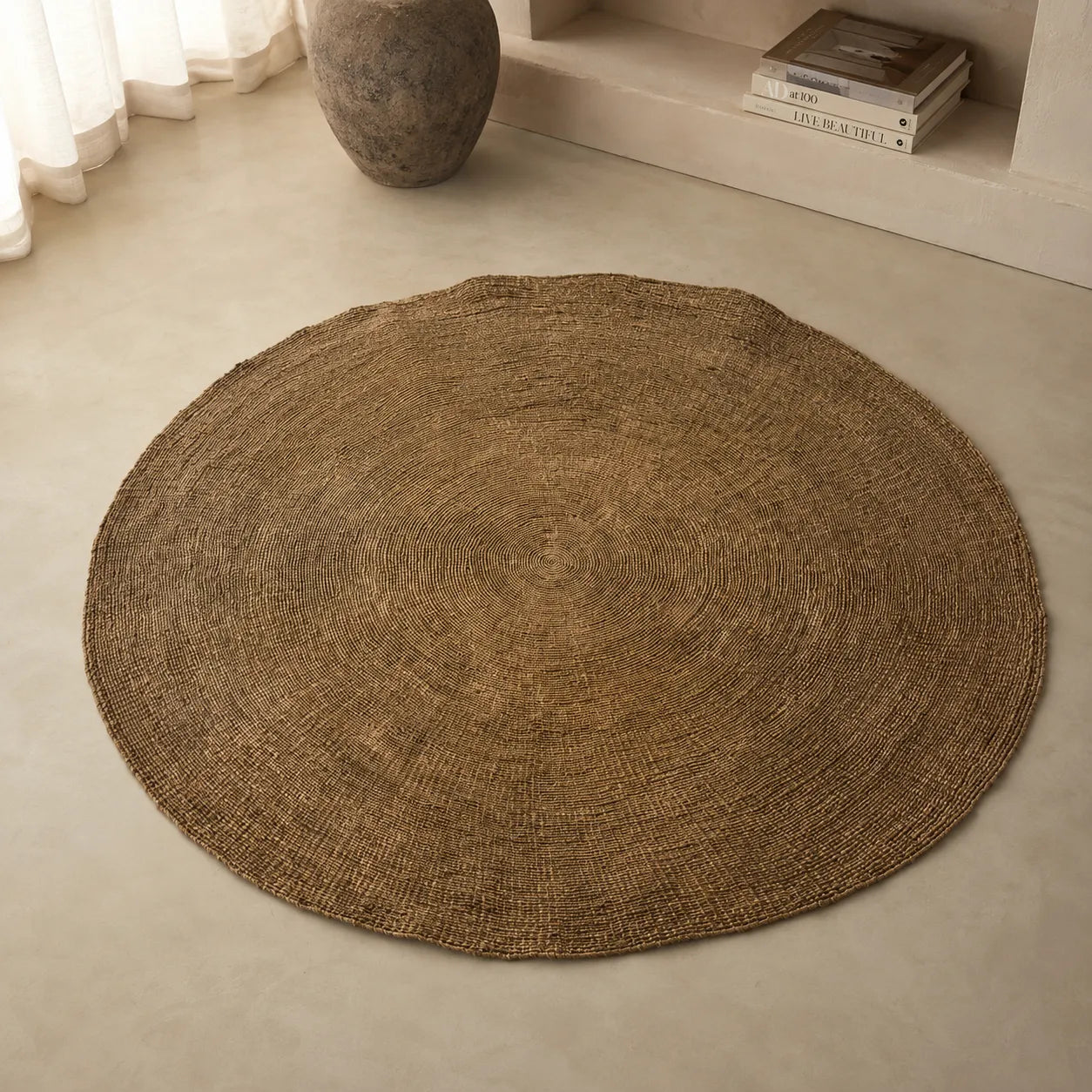 Tapete Redondo de Sisal Natural Trançado Solara