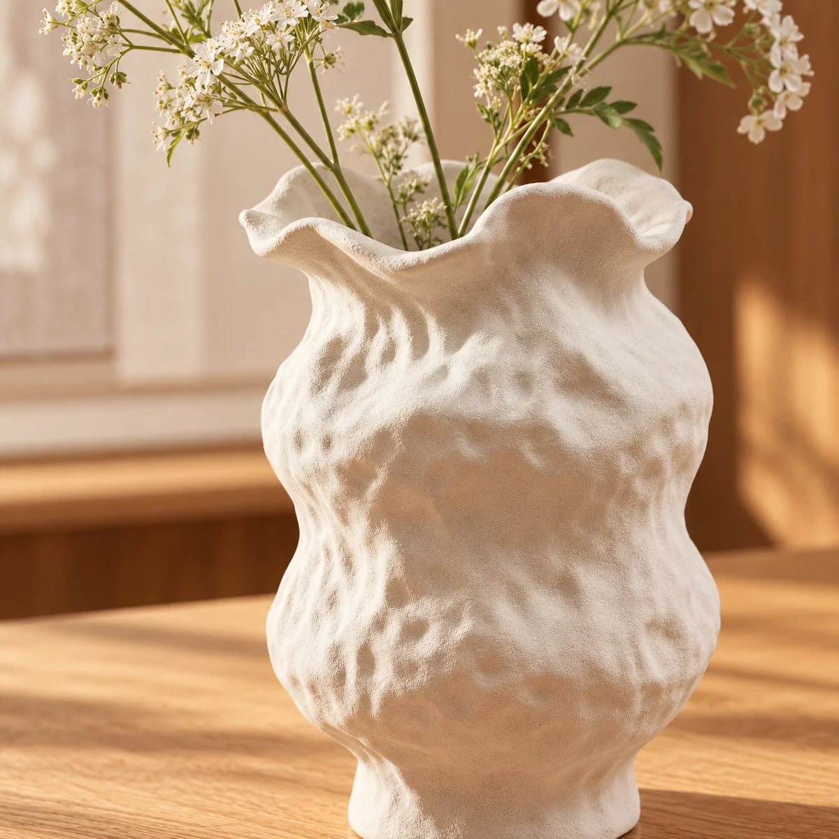 Vaso Decorativo em Cerâmica Branca com Textura Grécia