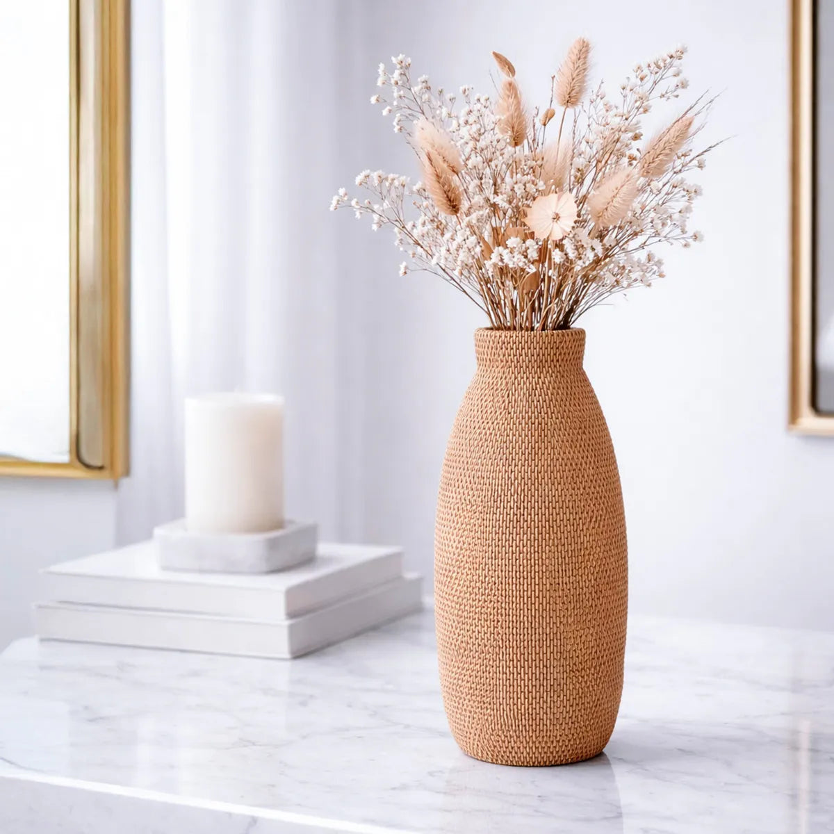 Vaso Decorativo Texturizado em Fibra Natural Bali