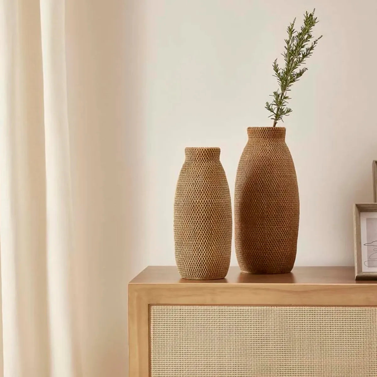 Vaso Decorativo Texturizado em Fibra Natural Bali