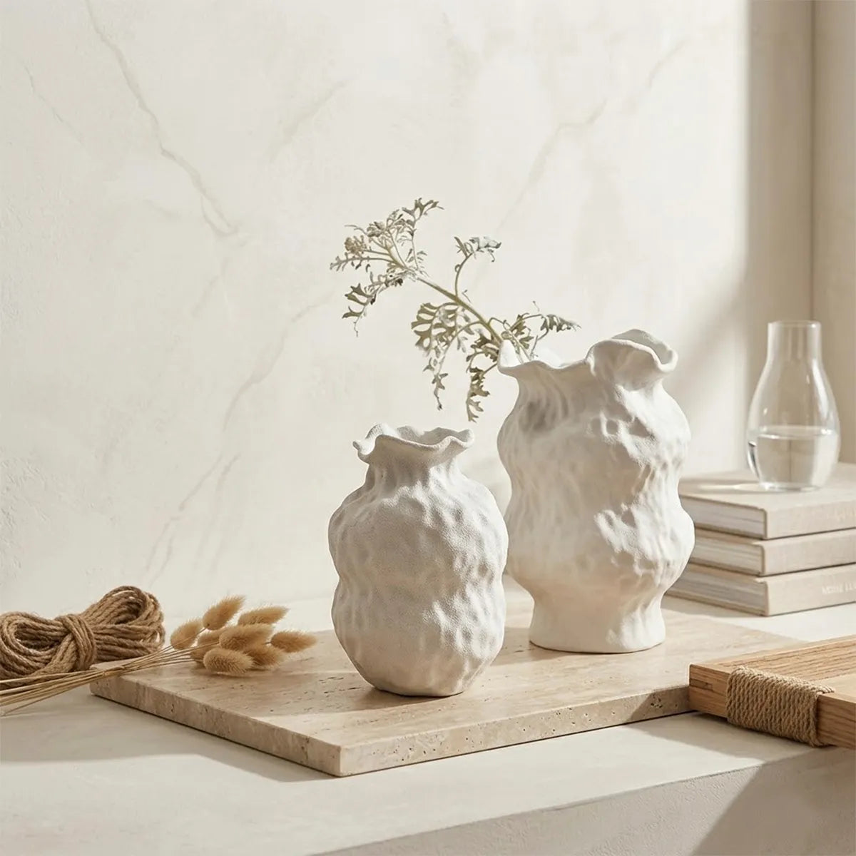 Vaso Decorativo em Cerâmica Branca com Textura Grécia