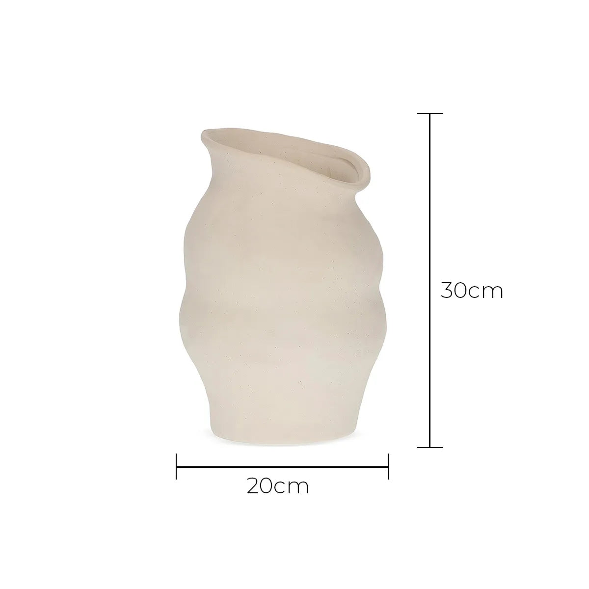 Vaso em Cerâmica Off-White Ondas