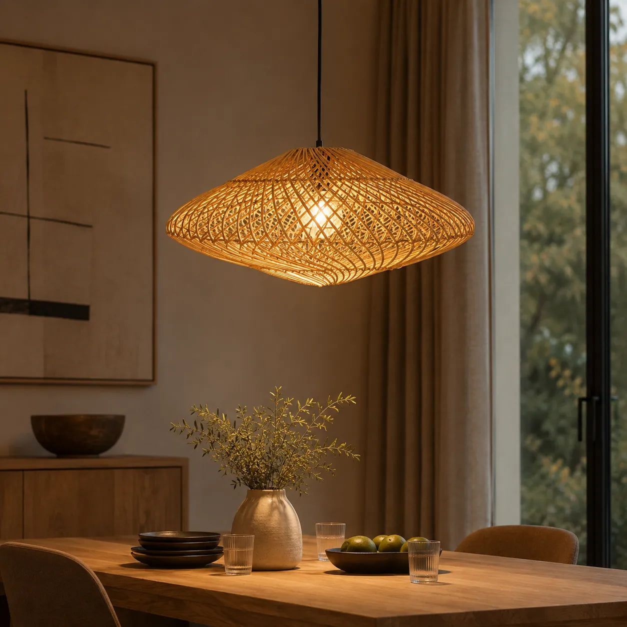 Kit 2 Luminárias Pendente em Rattan Alba Grande 80cm