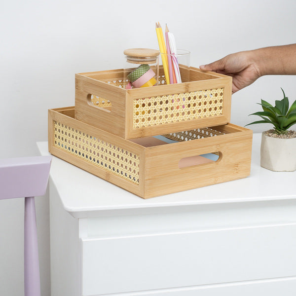 Caixa Organizadora de Bambu com Palhinha Indiana Essenza Natural