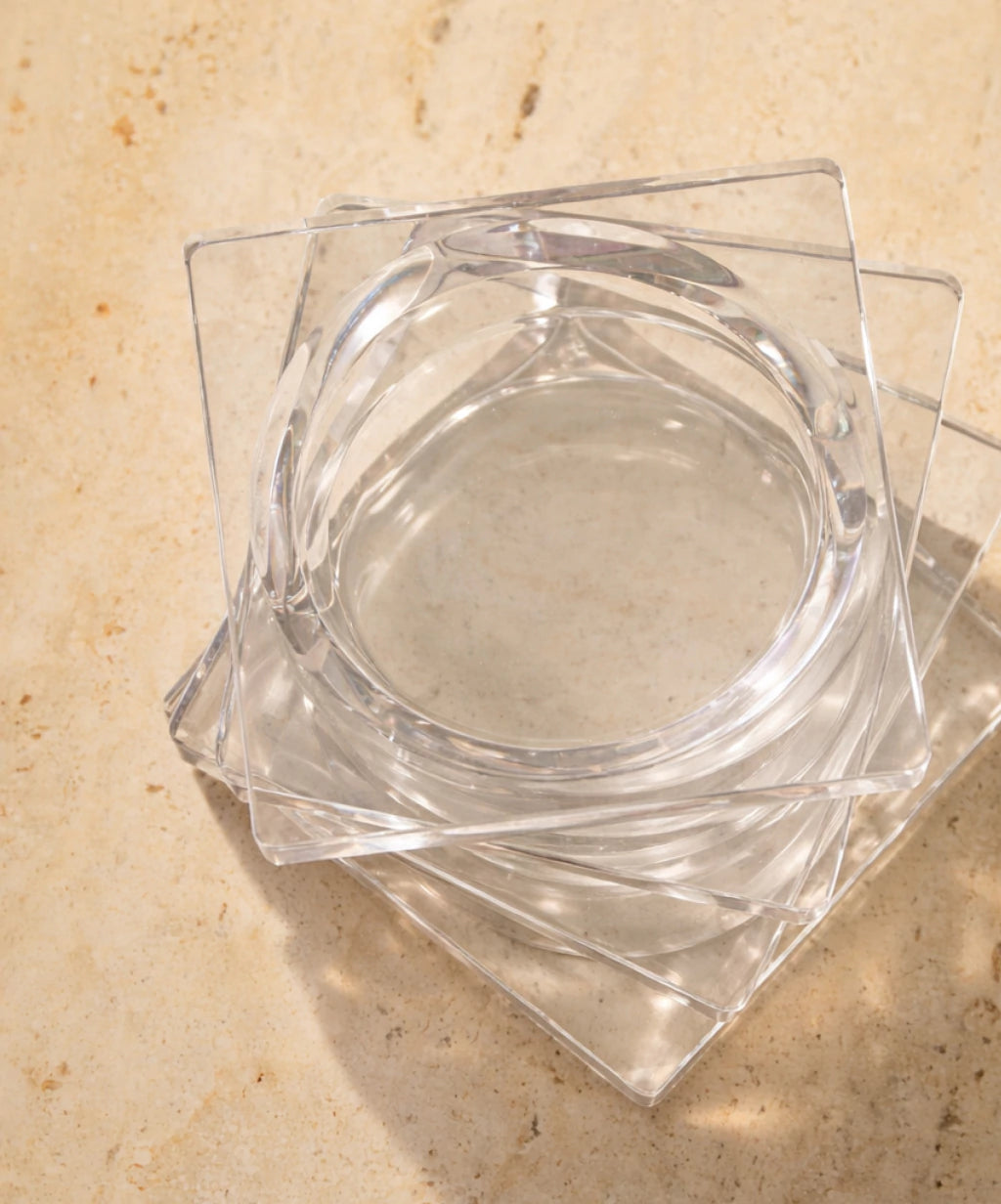 Porta Copos Quadradro Cristal Kit com 6un