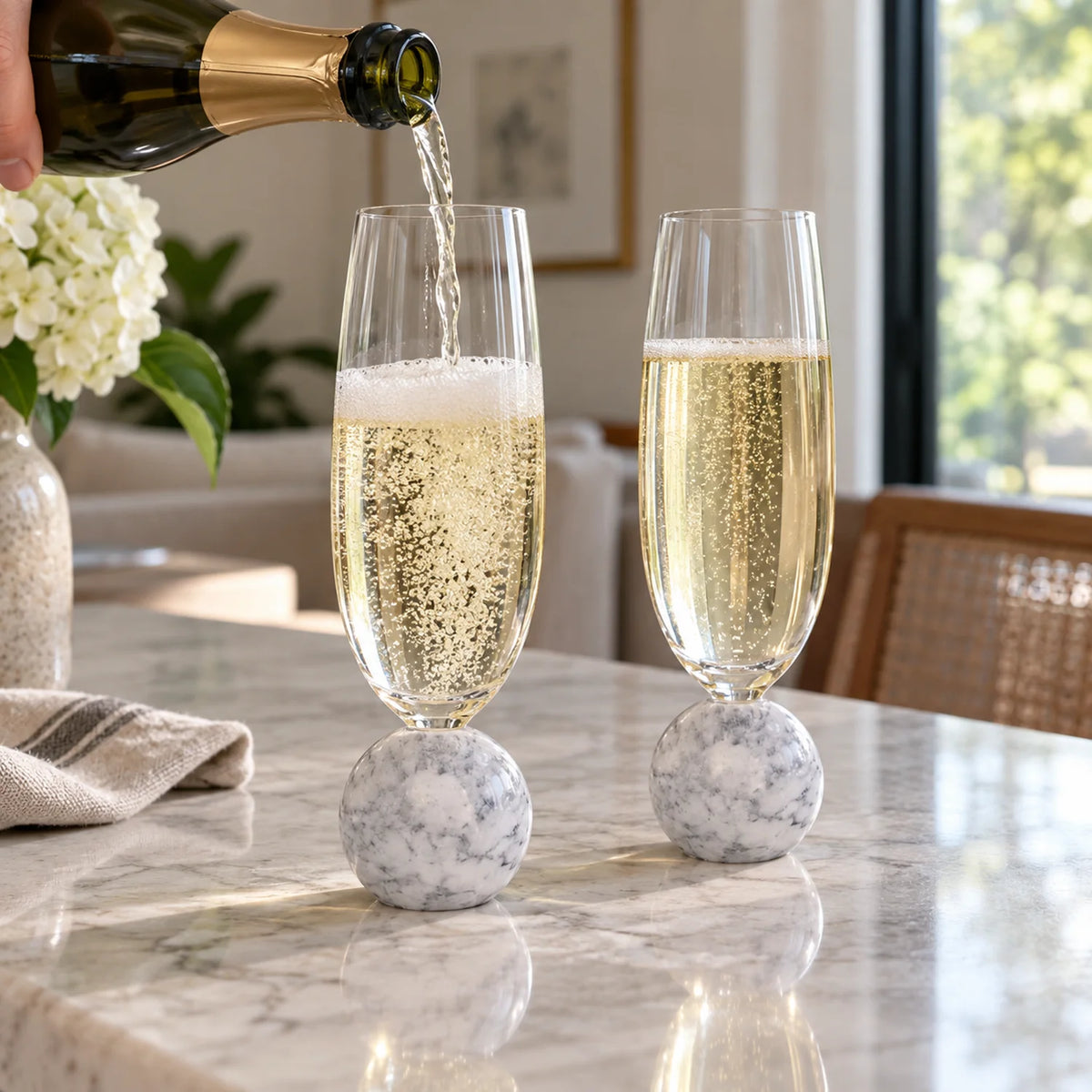 Jogo de Taças para Espumante em Cristal e Mármore Branco 210 ml Orvieto — usabilidade