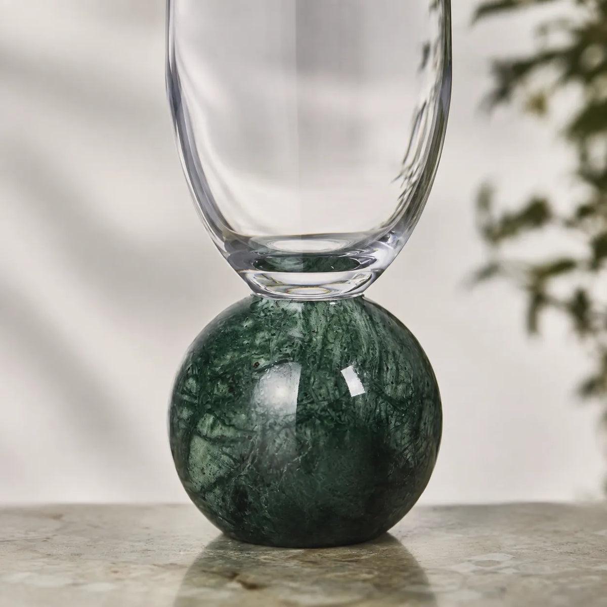 Jogo de Taças para Espumante em Cristal e Mármore Verde - 210ml — fotografia do produto