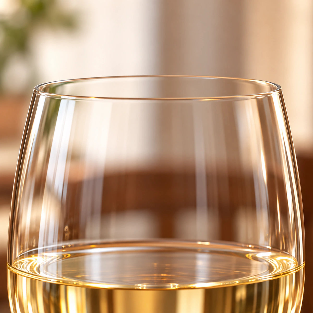 Close da borda e transparência do cristal Orvieto com vinho branco — imagem gerada por IA