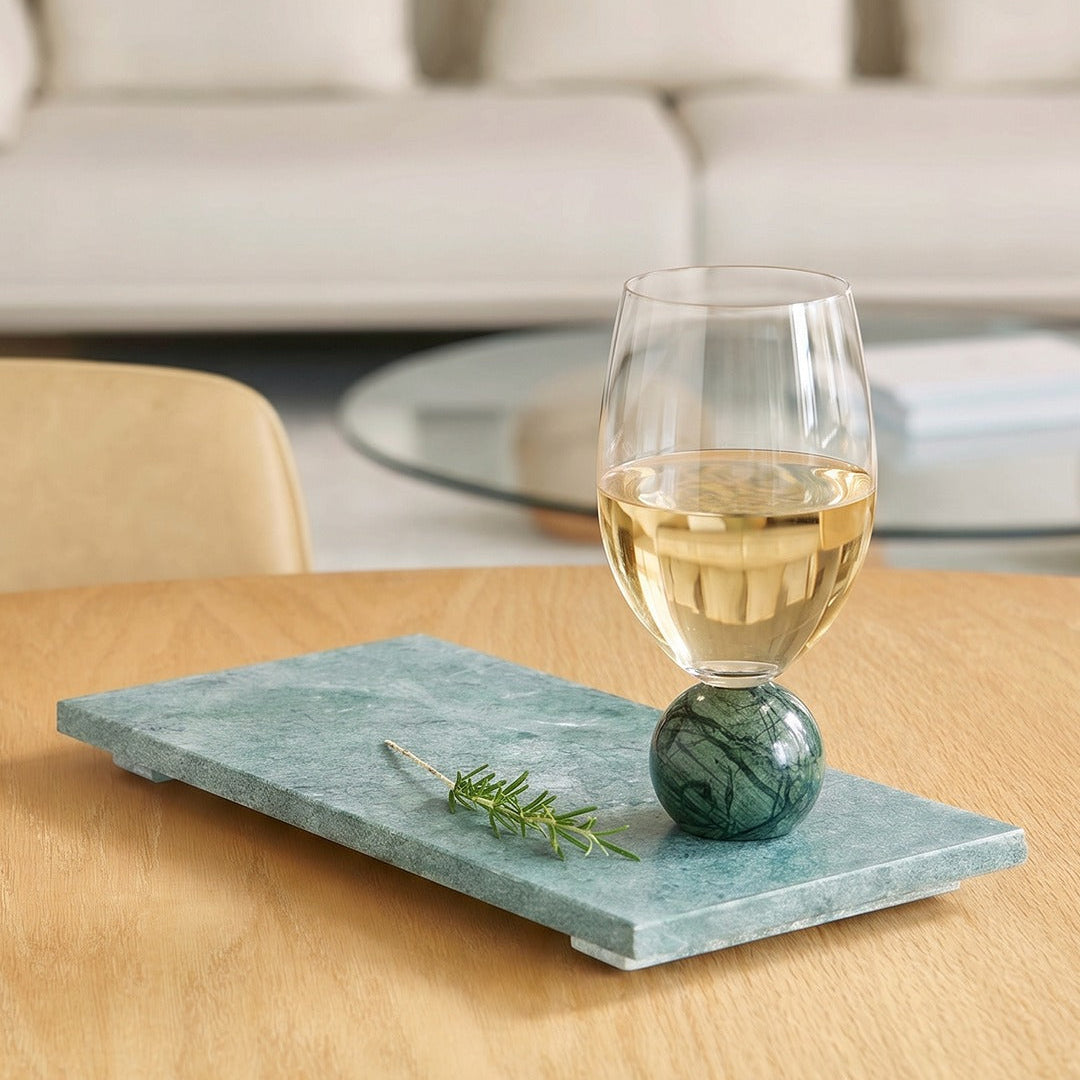 Jogo de Taças para Vinho em Cristal e Mármore Verde - 520ml — imagem de catálogo para decoração