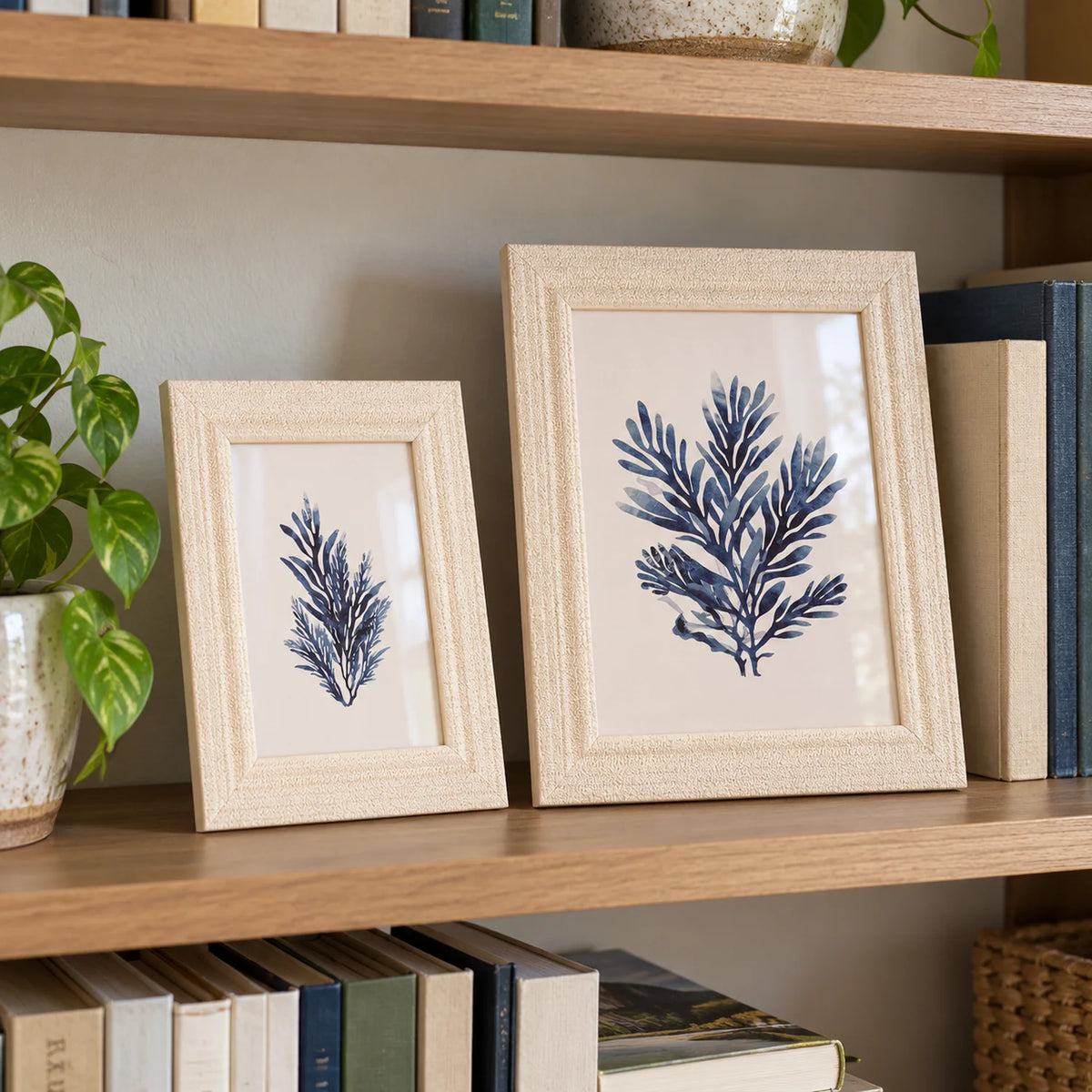 Kit 2 Porta-Retratos Off-White com Textura Celeste — usabilidade