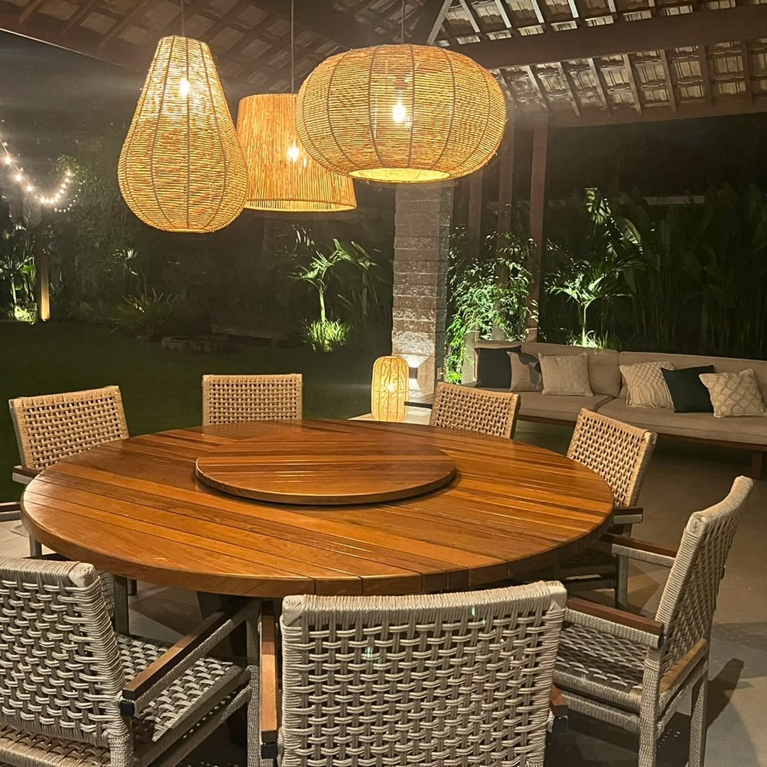 Kit 3 Luminárias Pendente de Palha Ayla para composição de iluminação decorativa, peças para iluminação coordenada