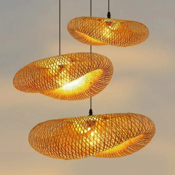 Kit 3 Luminárias Pendente de Bambu Luz do Campo - 50cm — luminária para decoração de interiores