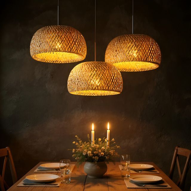 Kit Luminárias Pendente de Bambu Trio Encantos — luminária para decoração de interiores